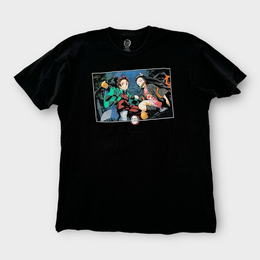 Demon Slayer Shirt Anime‎ Kimetsu No Yaiba Mens XL Black Short Sleeve Tee